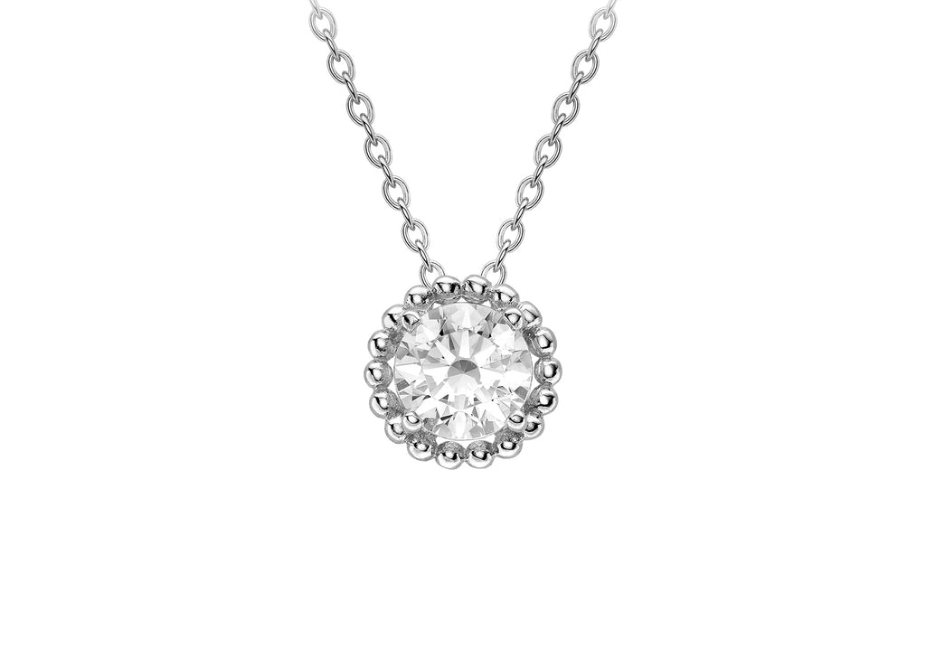 9ct White Gold Zirconia Halo Pendant