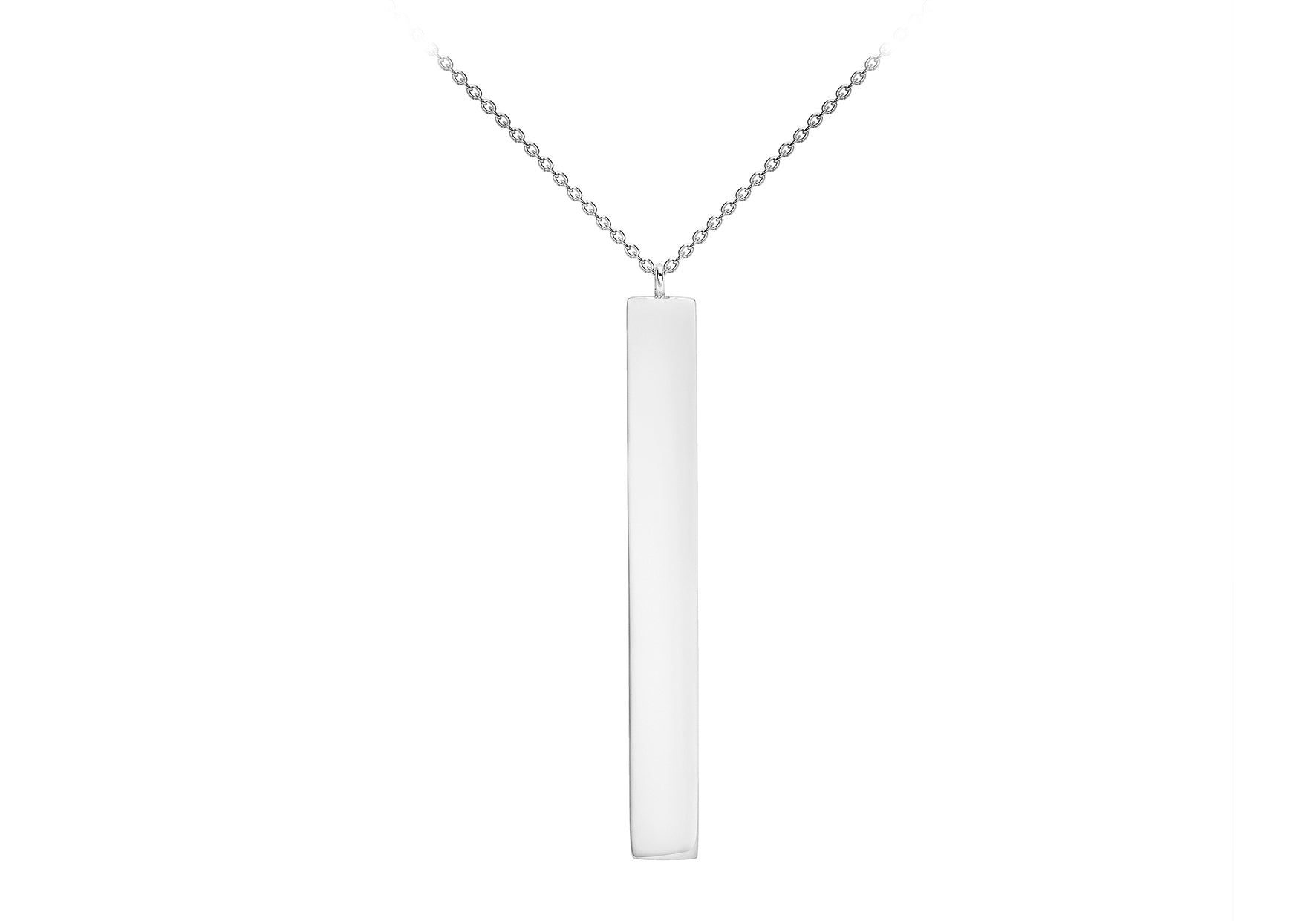 9ct White Gold 4.9mm x 39.7mm Vertial Bar Adjustable Necklace  41m/16"-43m/17"9