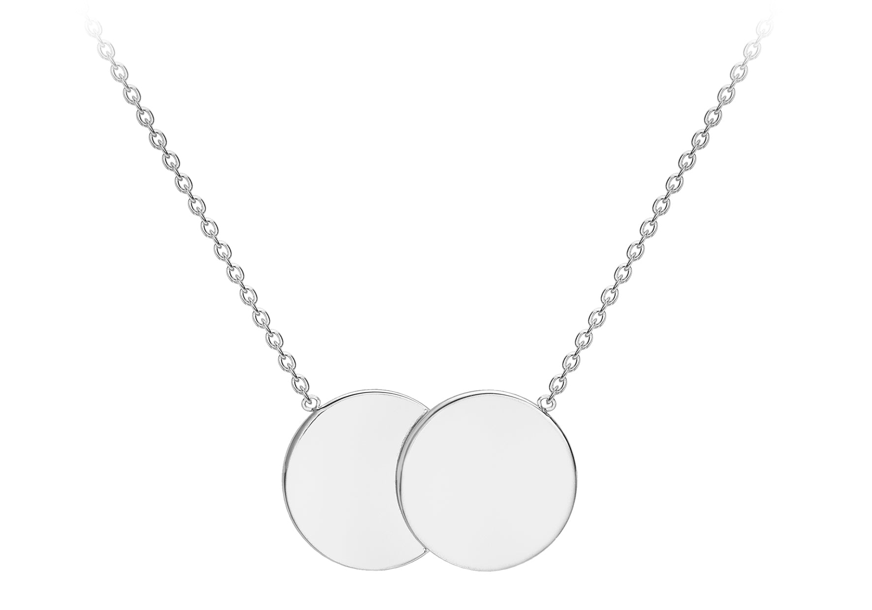 9ct White Gold 16.8mm x 10mm Double Disc Adjustable Necklace  41m/16"-43m/17"9