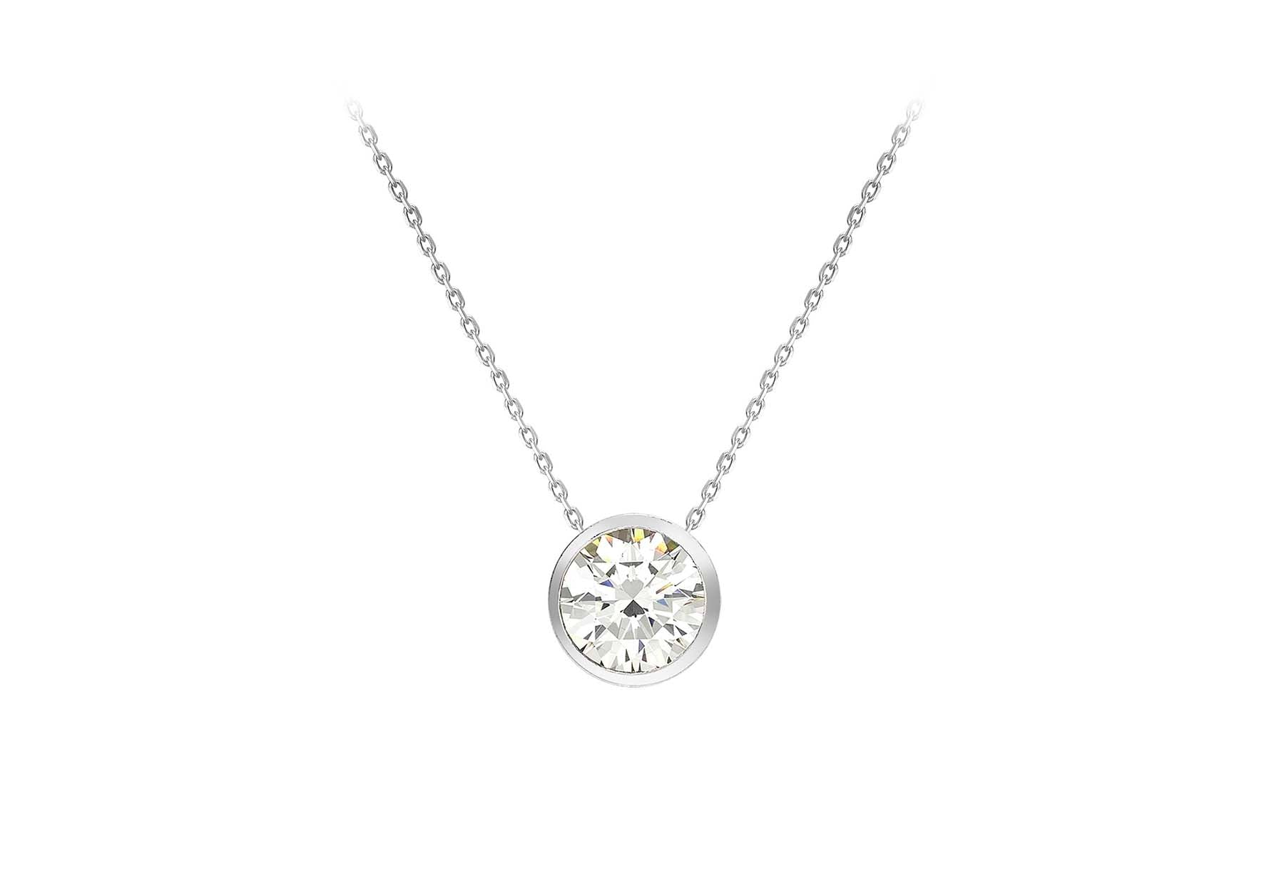 9ct White Gold Zirconia  6.7mm Slider Adjustable Necklace  41m/16"-46m/18"9
