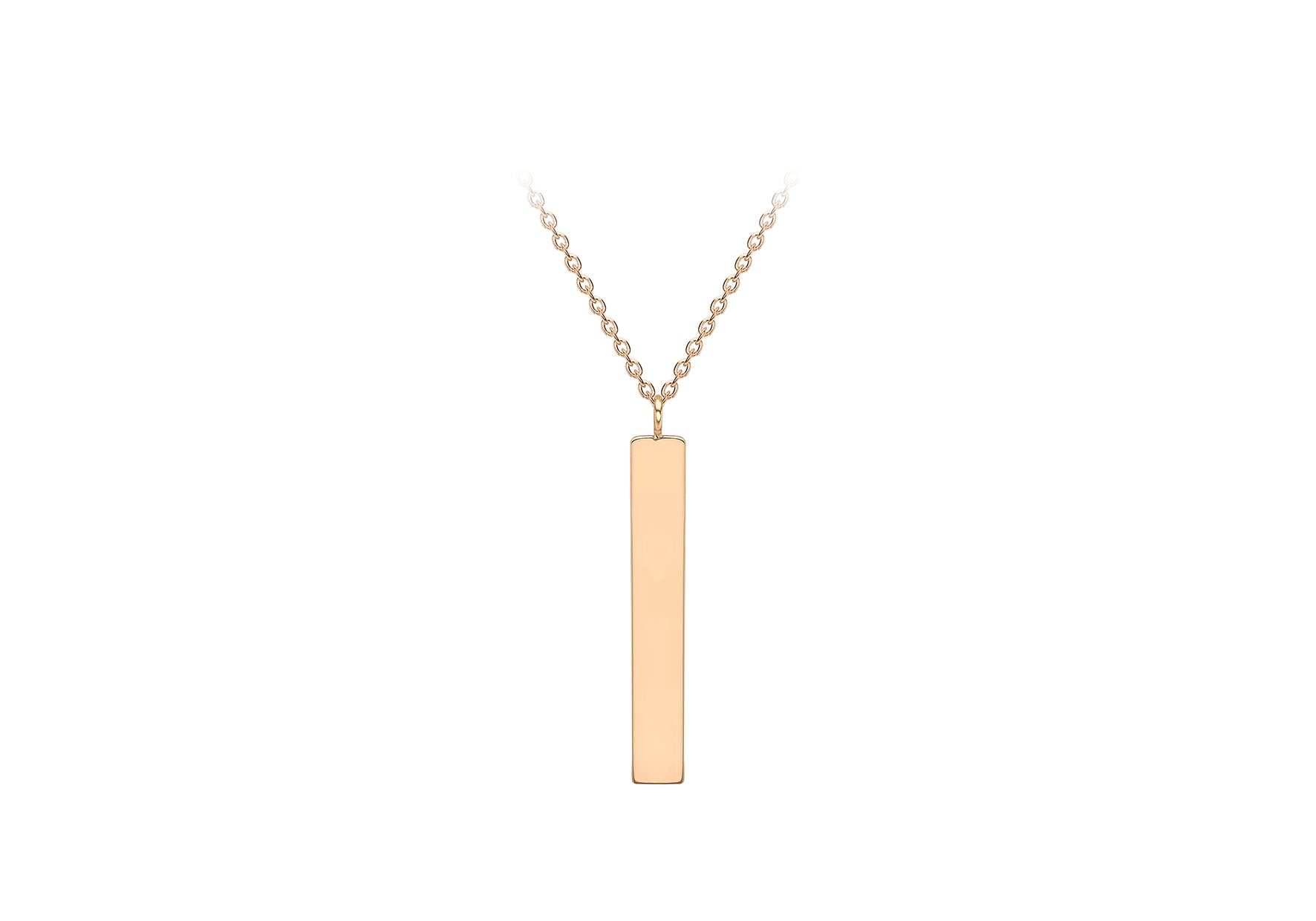 9ct Rose Gold 3mm x 20mm Vertial Bar Adjustable Necklace  41m/16"-43m/17"9