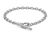 9ct White Gold 4mm Oval Link Belcher  T-Bar Bracelet 18m/7"9