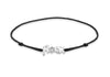 9ct White Gold 0.03t Diamond 'Rok' on Adjustable Black Silk Bracelet 14m/5.5"9