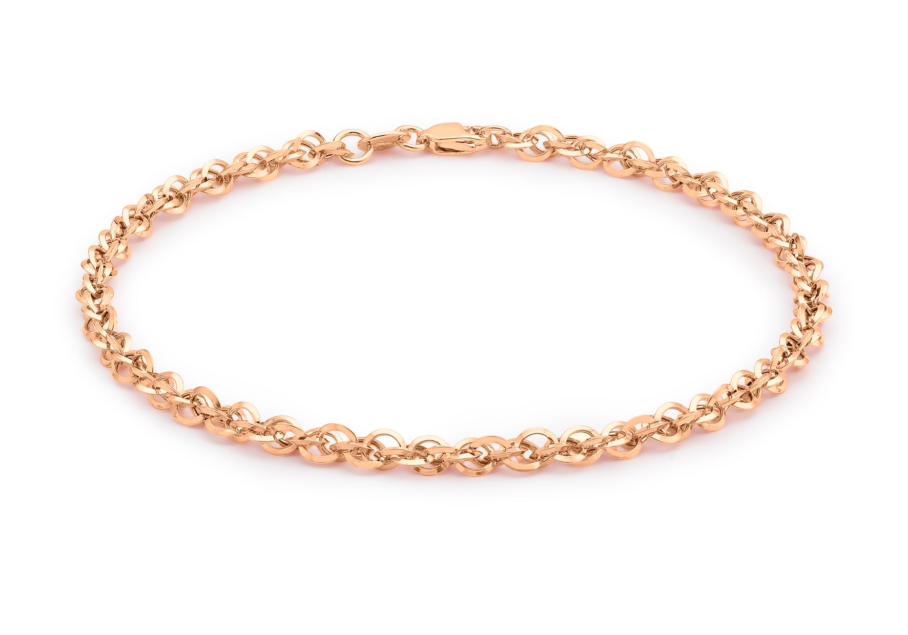 9ct Rose Gold 60 Diamond Cut Prince of Wales Bracelet 19m/7.5"9