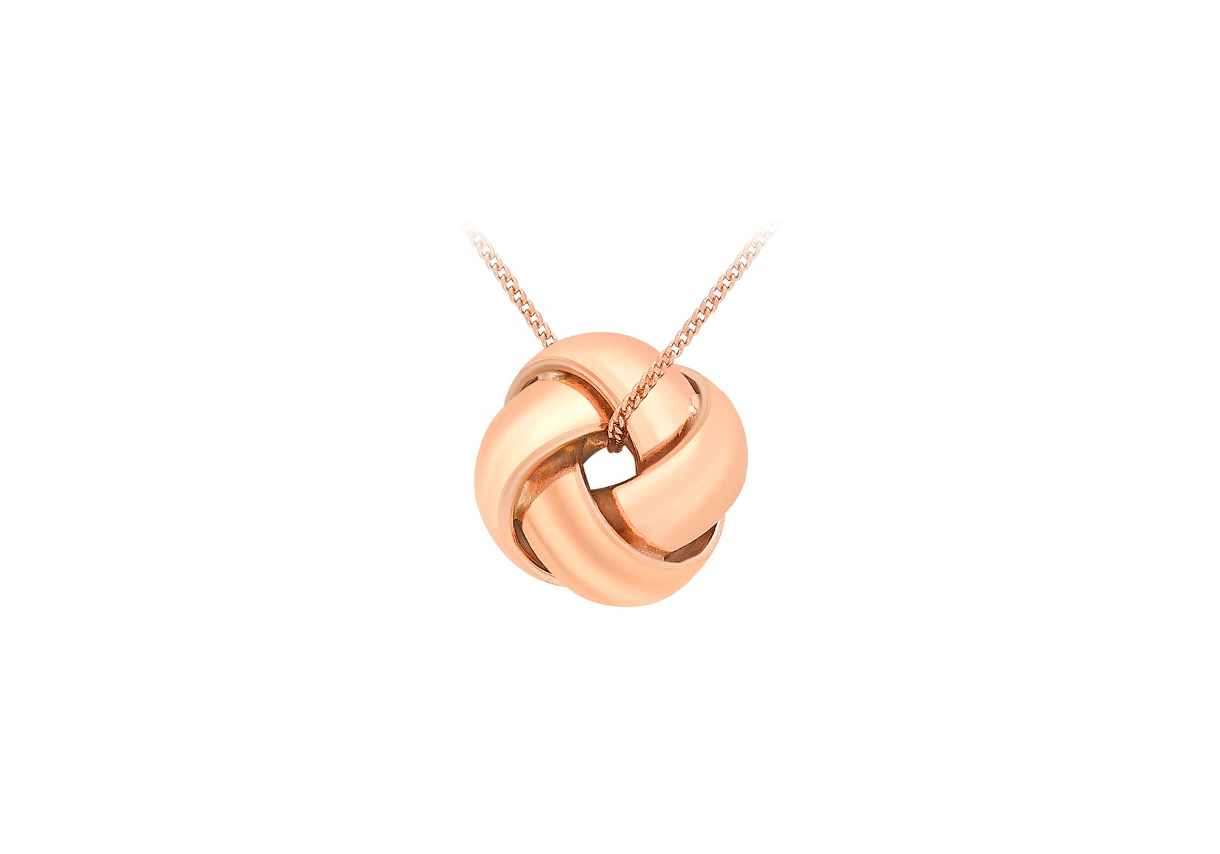 9ct Rose Gold 9mm 4-Way Knot Pendant on 20 Diamond Cut Curb Chain 46m/18"9