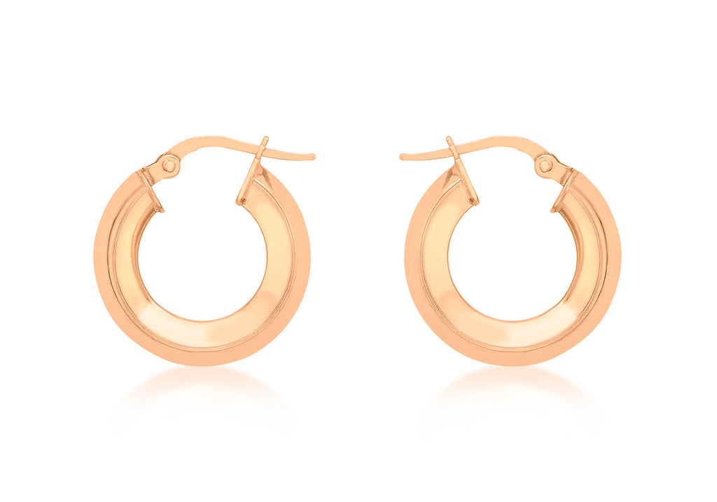 9ct Rose Gold 18mm Square Tube Creole Earrings