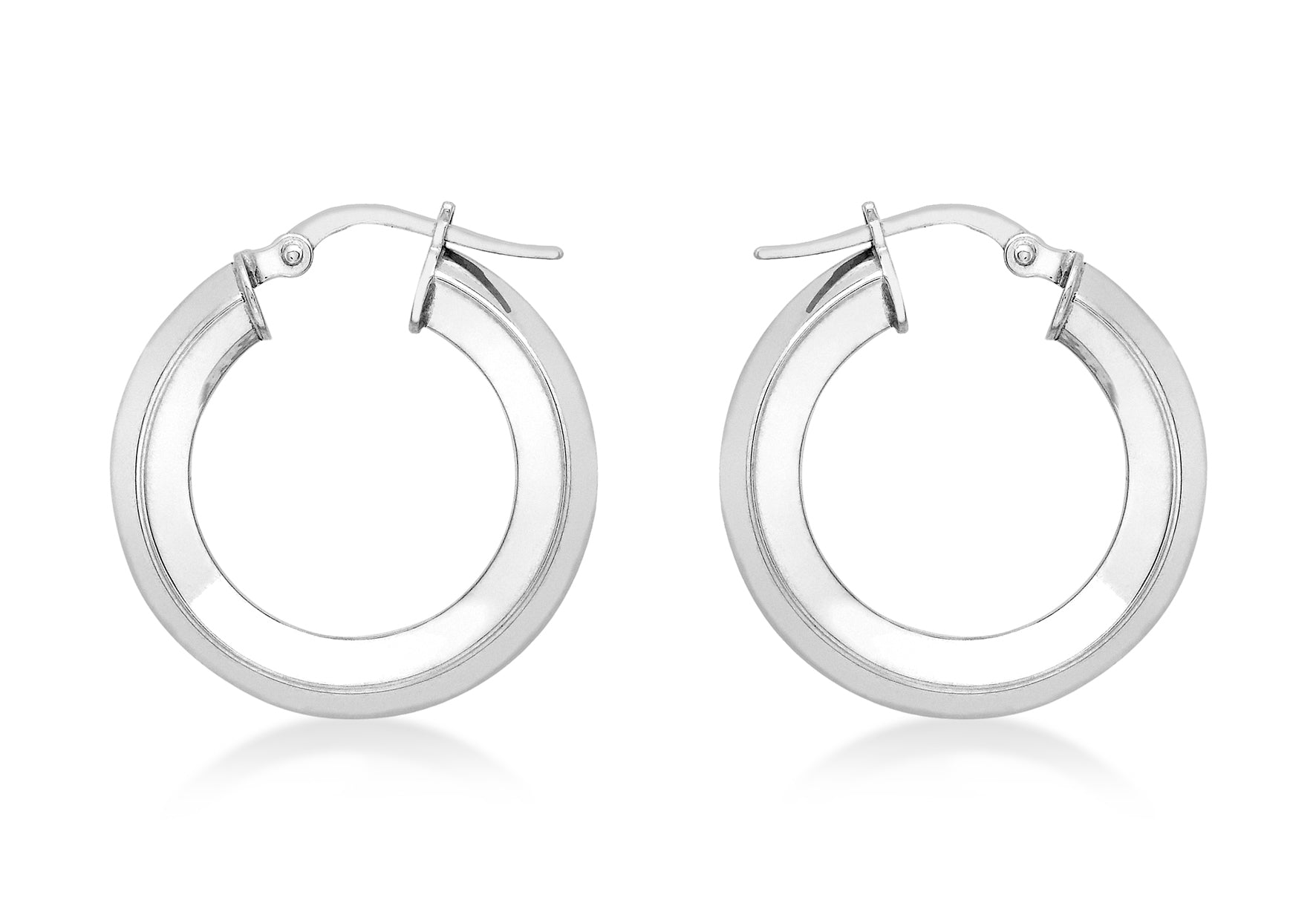 9ct White Gold 22mm Square Tube Creole Earrings