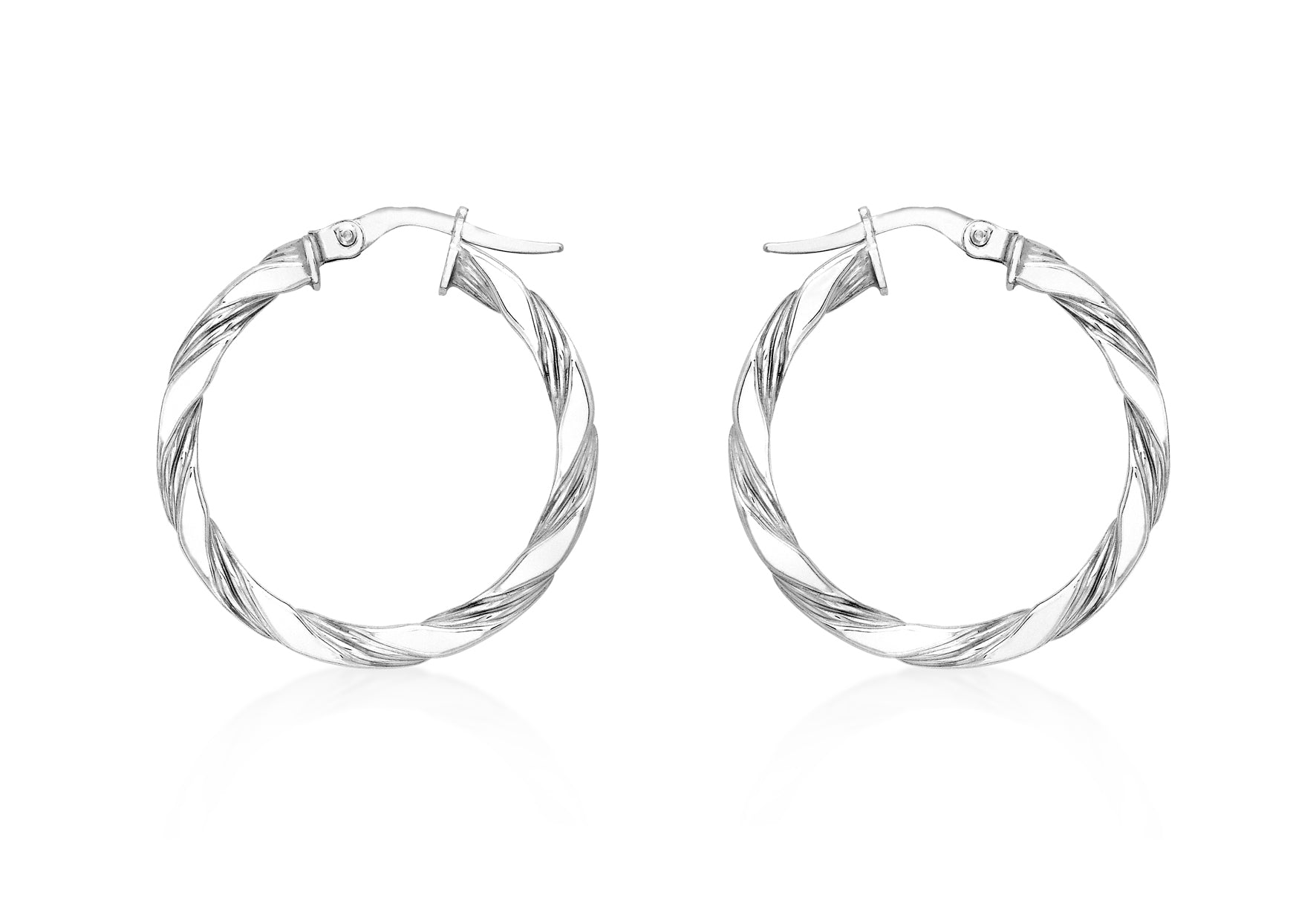 9ct White Gold 25mm Twist Creole Earrings