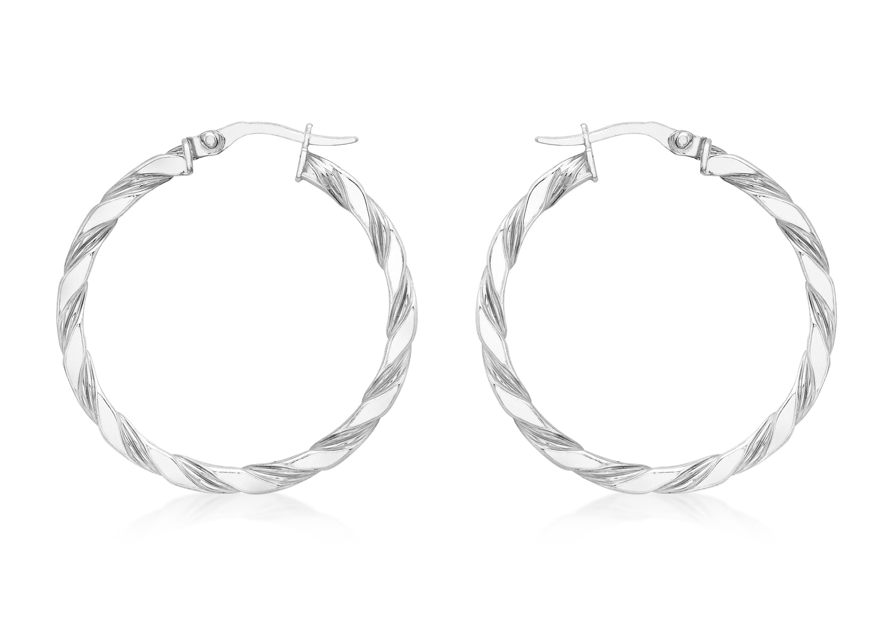 9ct White Gold 30mm Twist Creole Earrings