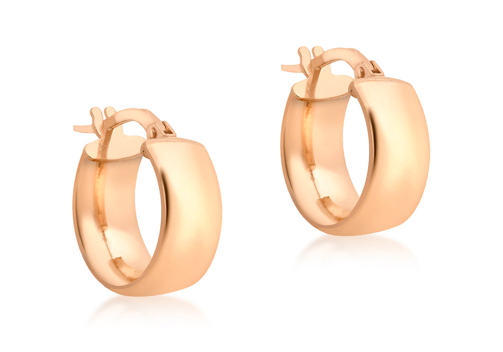 9ct Rose Gold 14mm Band Creole Earrings