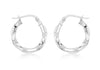 9ct White Gold 17mm Twist Creole Earrings