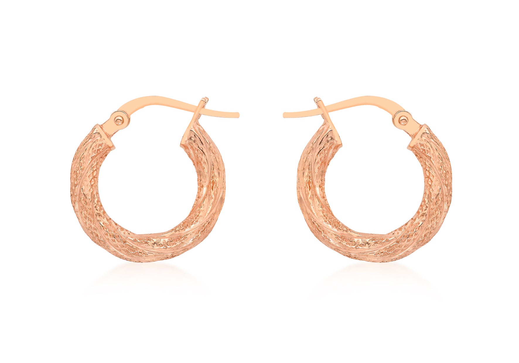 9ct Rose Gold 16mm Textured Creole Earrings