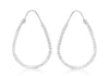 9ct White Gold Diamond Cut Teardrop Hoop Earrings