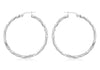 9ct White Gold 37mm Twist Round Creole Earrings
