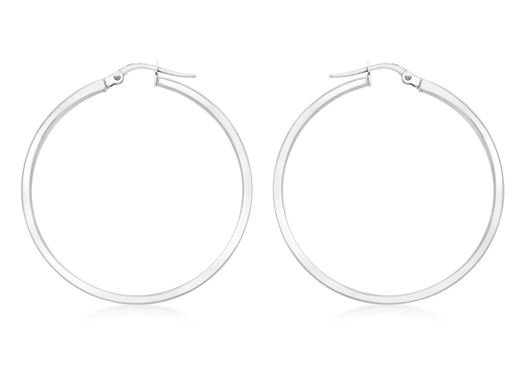 9ct White Gold 35mm Polished Creole Earrings