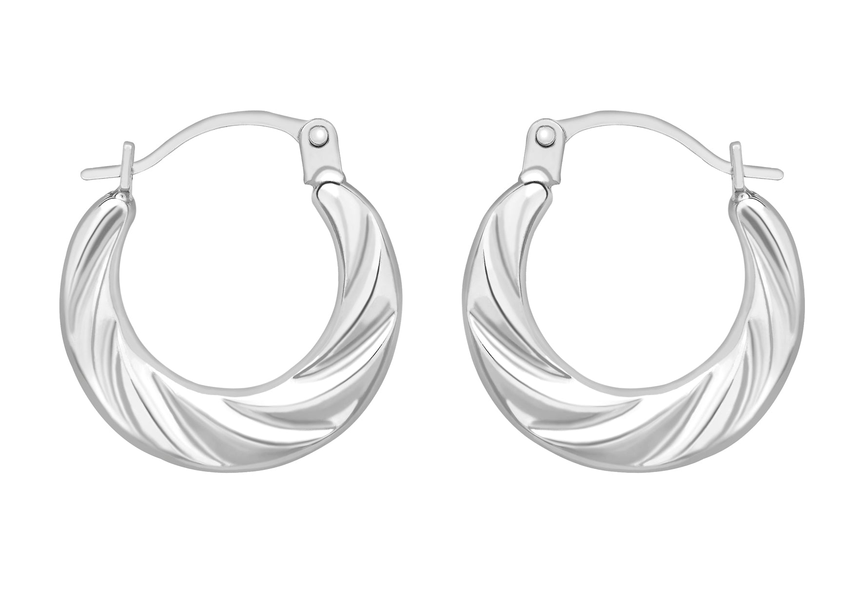 9ct White Gold Mini Twist Creole Earrings