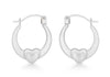 9ct White Gold 13.5mm x 16mm Heart Creole Earrings