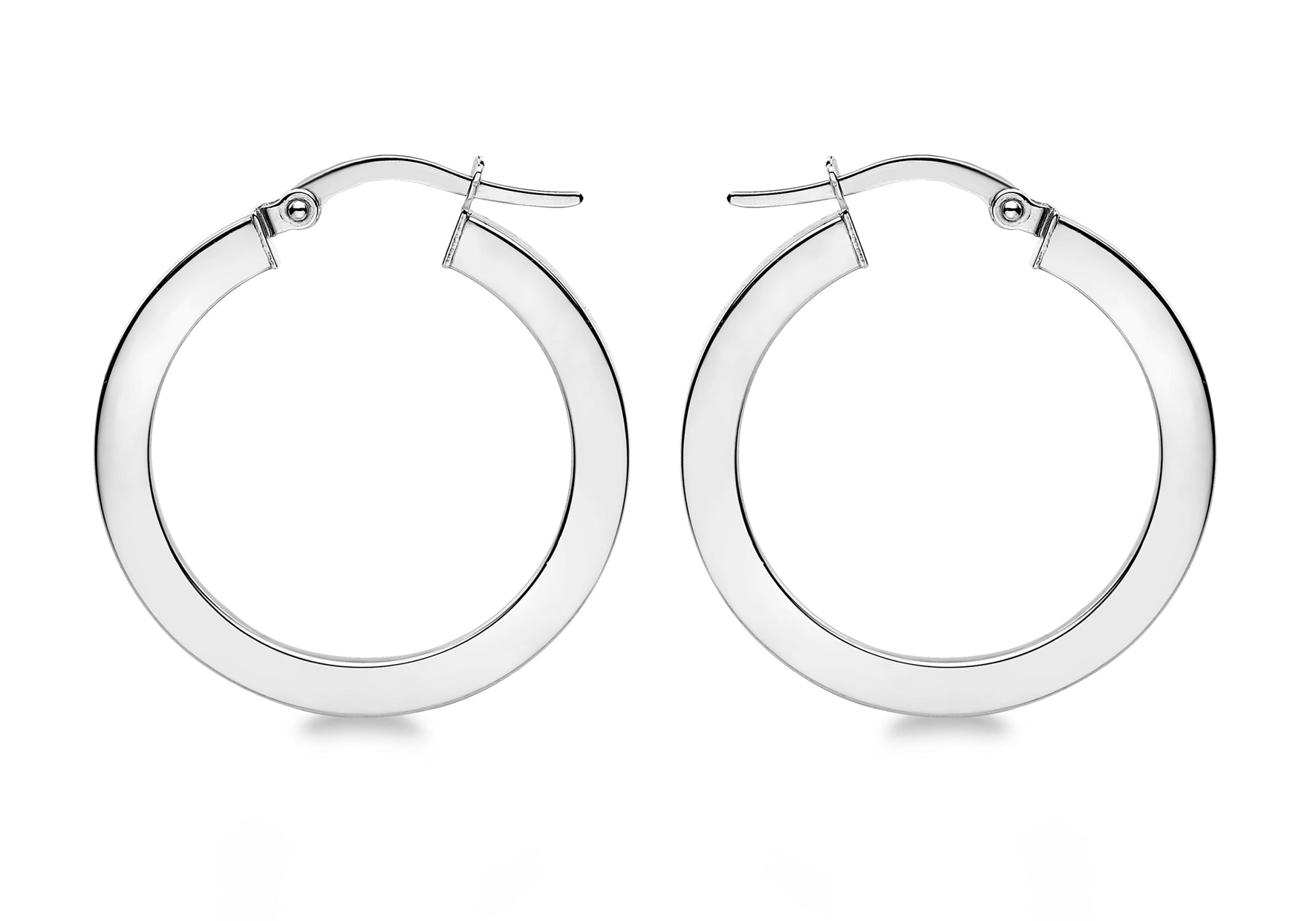 9ct White Gold 27mm Polished Round Creole Earrings