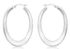 9ct White Gold Oval Wave Creole Earrings