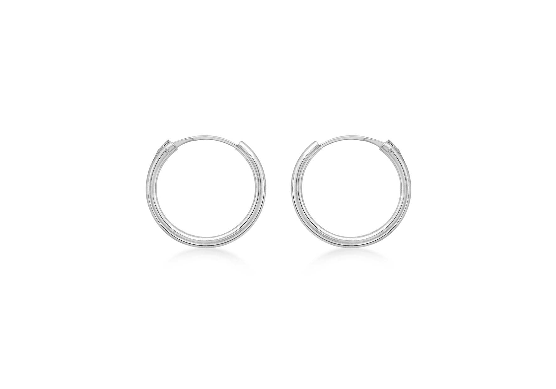 9ct White Gold 13mm Sleeper Hoop Earrings