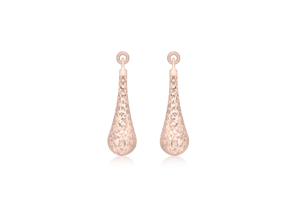 9ct Rose Gold Diamond Cut Teardrop Earrings