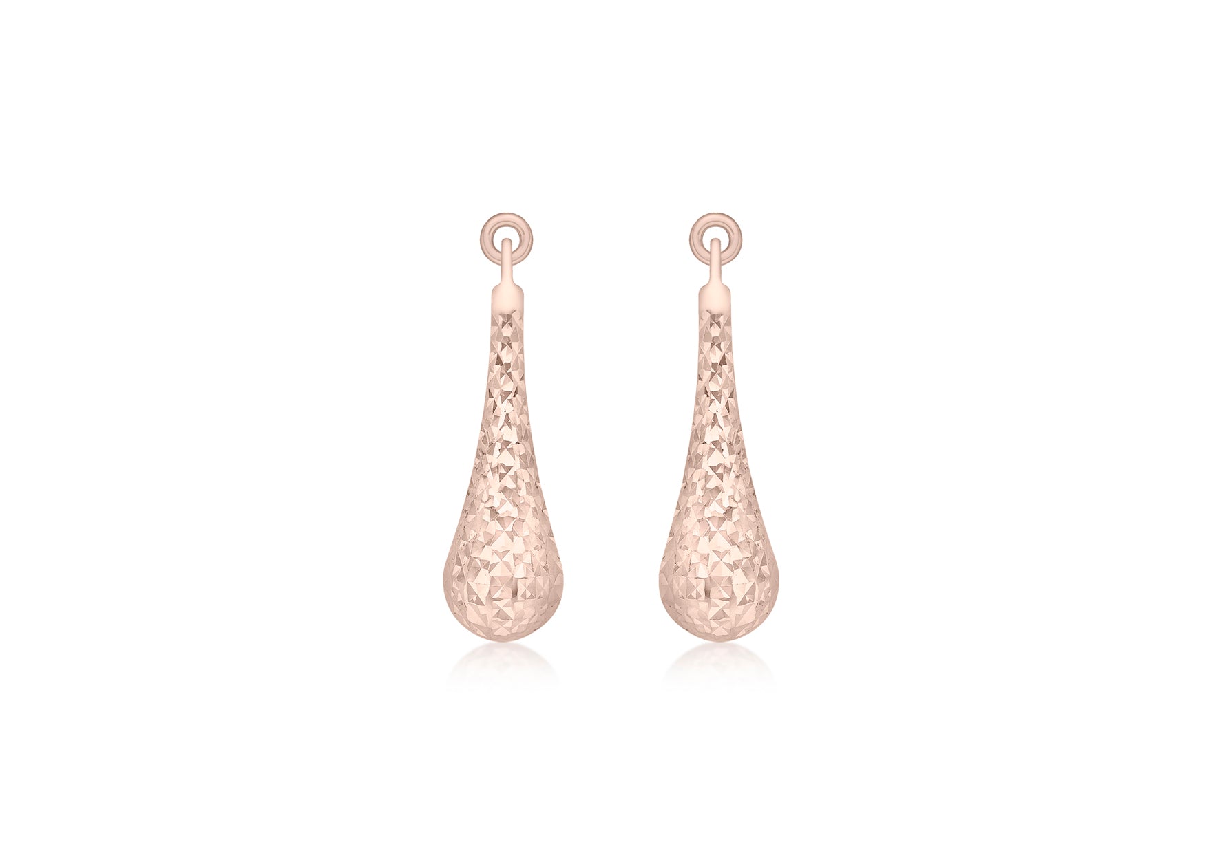 9ct Rose Gold Diamond Cut Teardrop Earrings