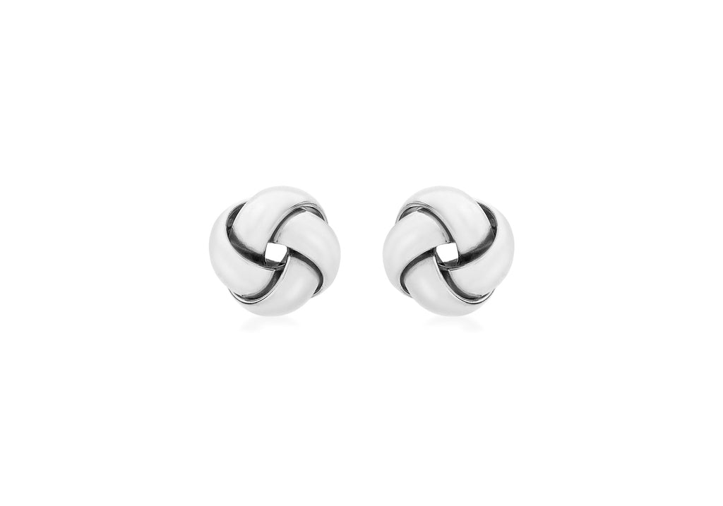 9ct White Gold 9mm Knot Stud Earrings