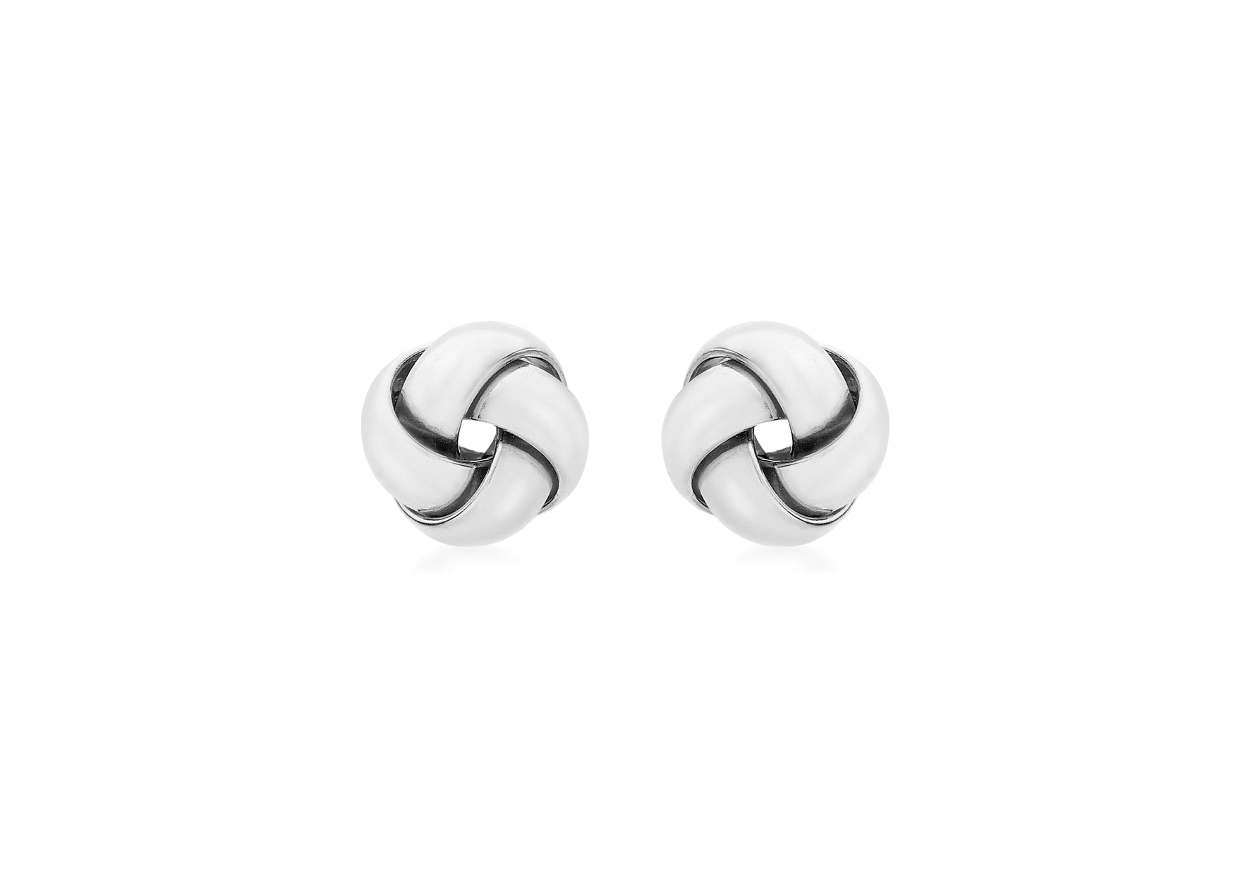 9ct White Gold 9mm Knot Stud Earrings