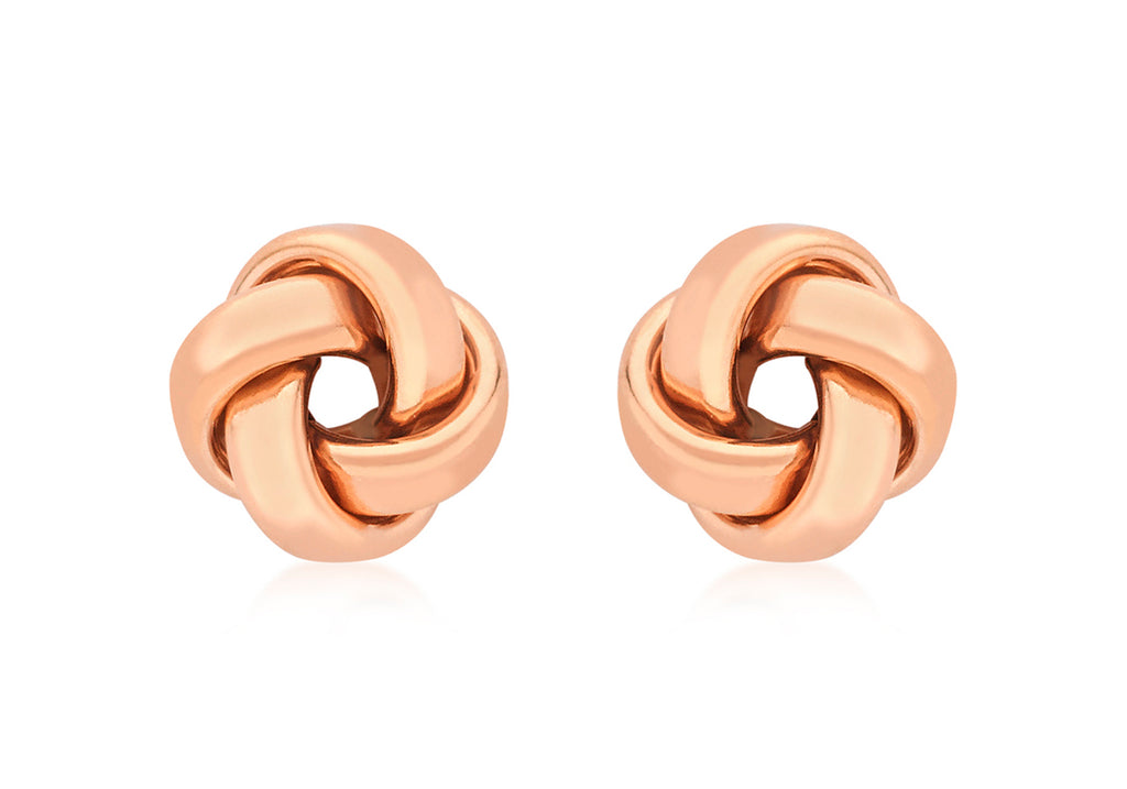 9ct Rose Gold 10mm Knot Stud Earrings