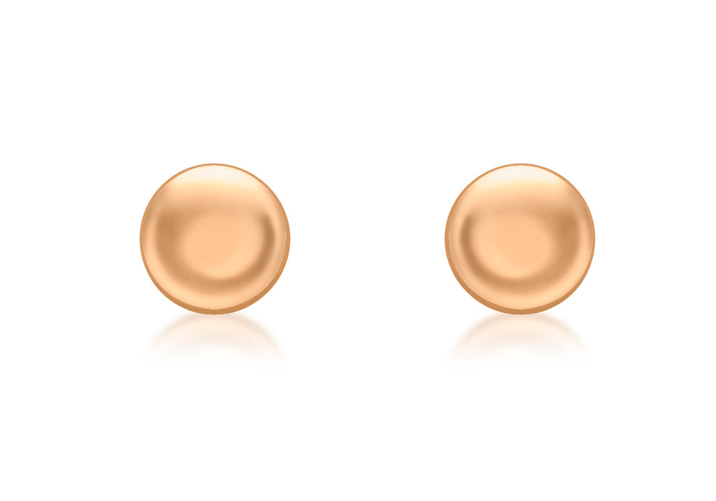 9ct Rose Gold 7mm Button Stud Earrings