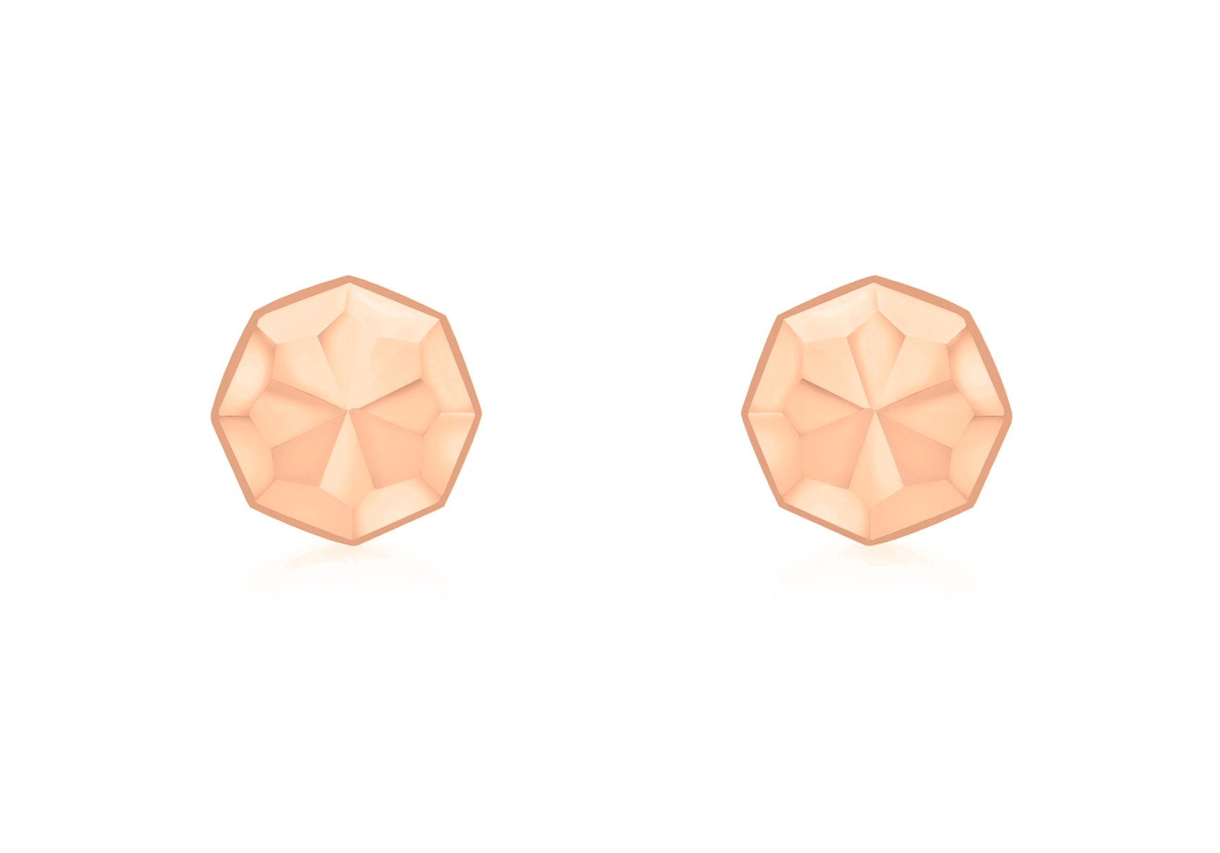 9ct Rose Gold Diamond Cut 7mm Otagonal Stud Earrings