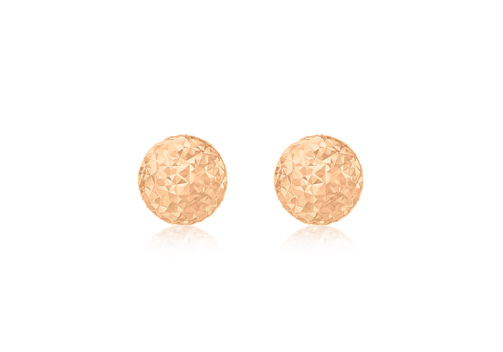 9ct Rose Gold 6mm Diamond Cut Ball Stud Earrings