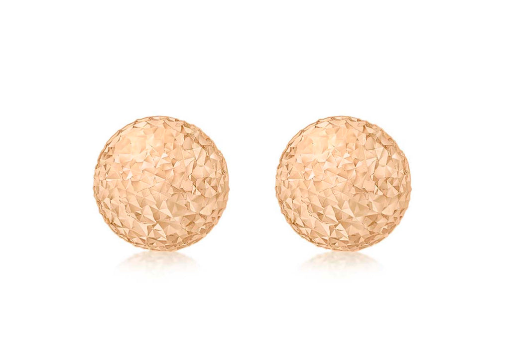 9ct Rose Gold 10mm Diamond Cut Ball Stud Earrings