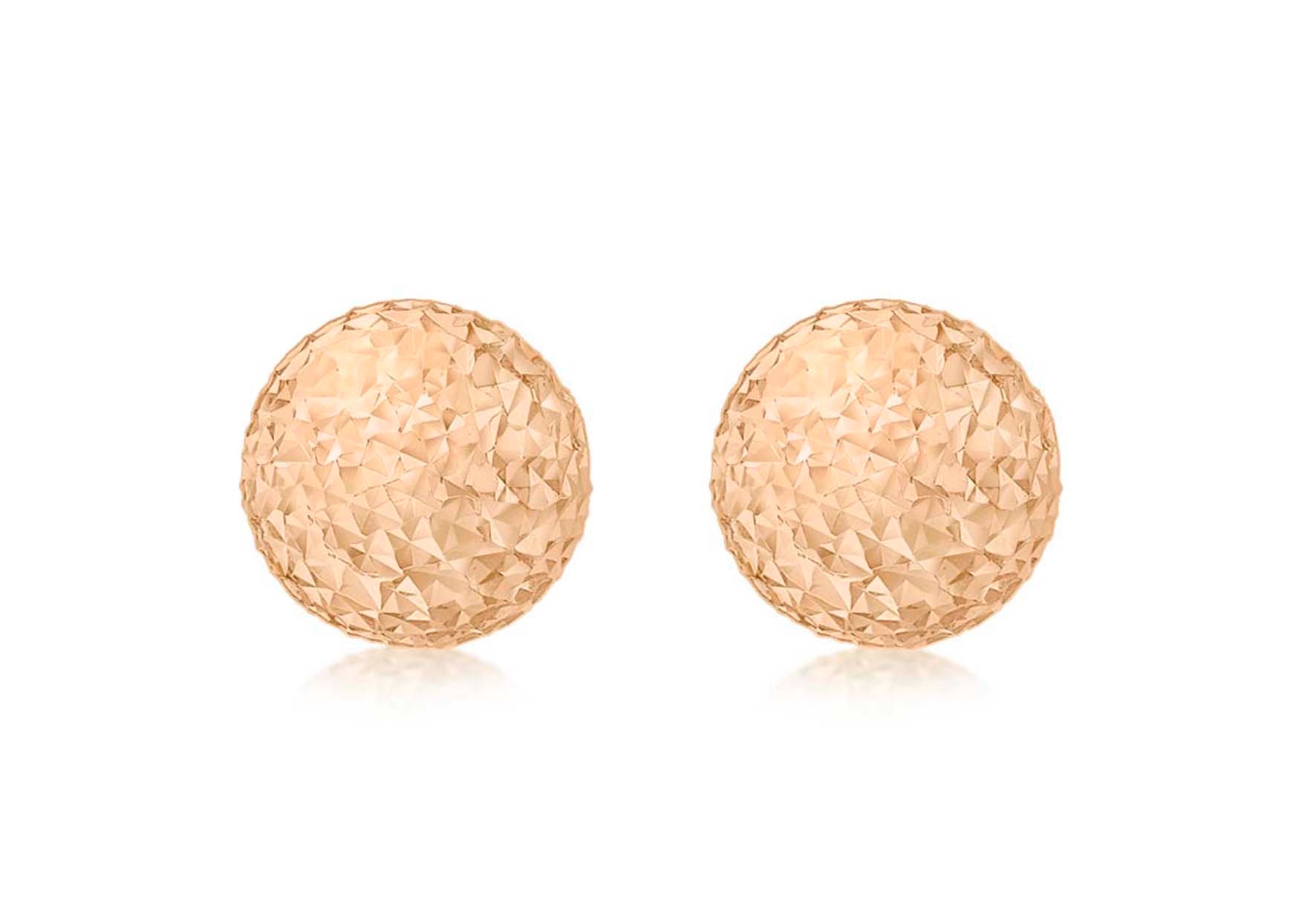 9ct Rose Gold 10mm Diamond Cut Ball Stud Earrings