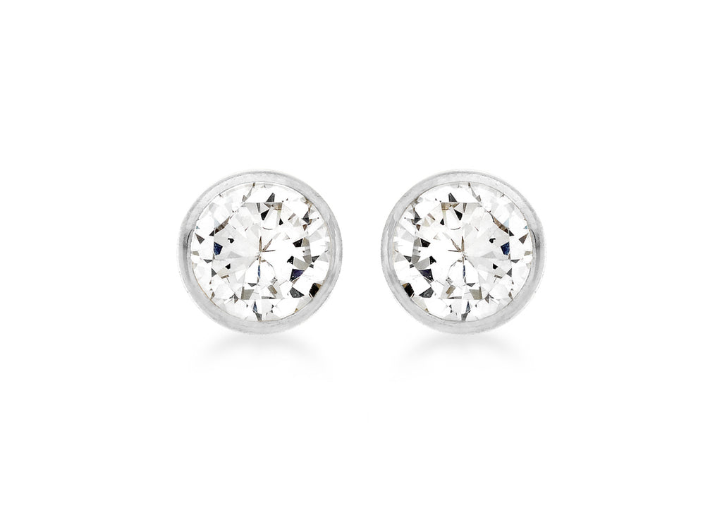 9ct White Gold 5mm Round Zirconia  Stud Earrings