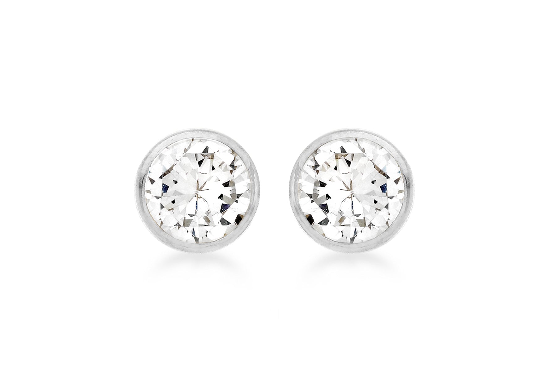 9ct White Gold 5mm Round Zirconia  Stud Earrings