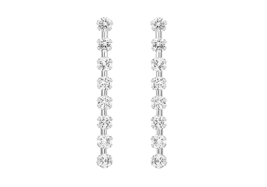 9ct White Gold 3mm Round Zirconia  Drop Earrings