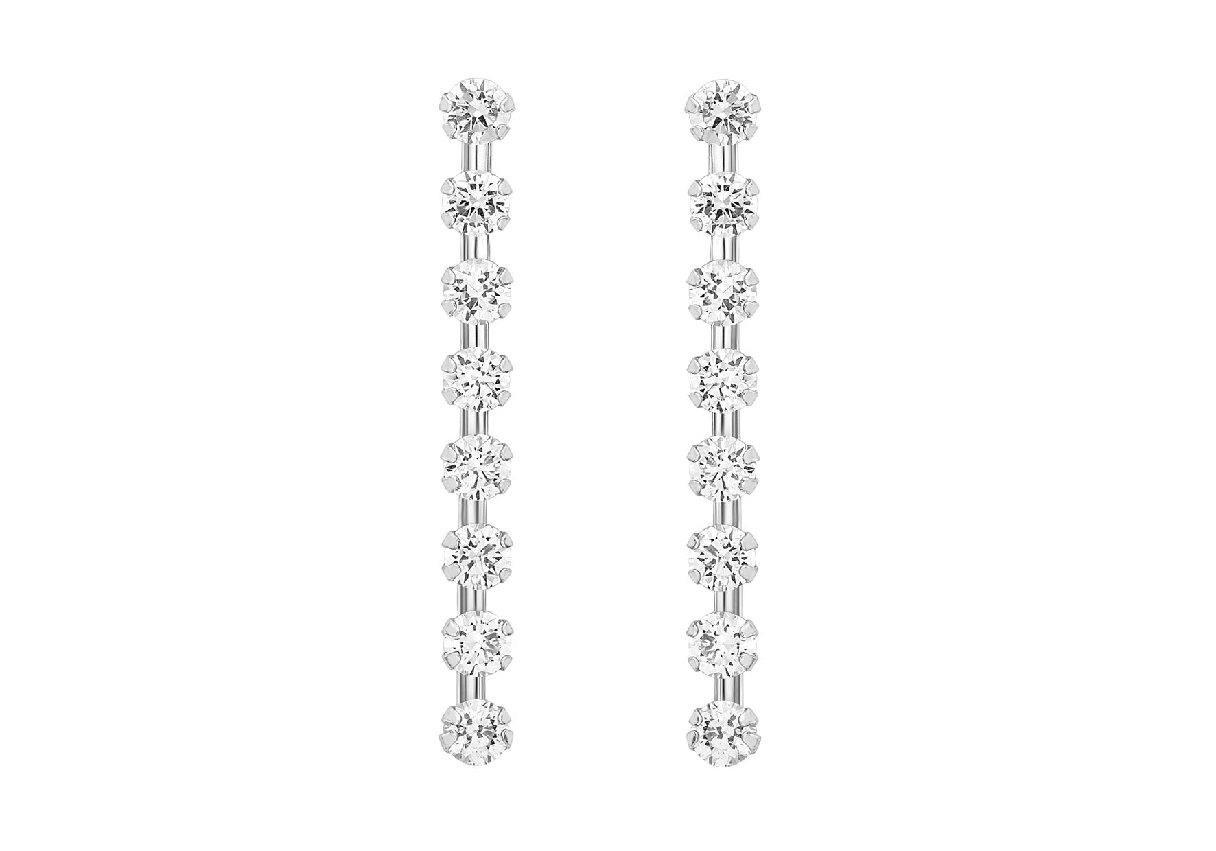 9ct White Gold 3mm Round Zirconia  Drop Earrings