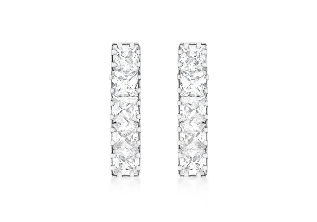 9ct White Gold Zirconia  Drop Earrings