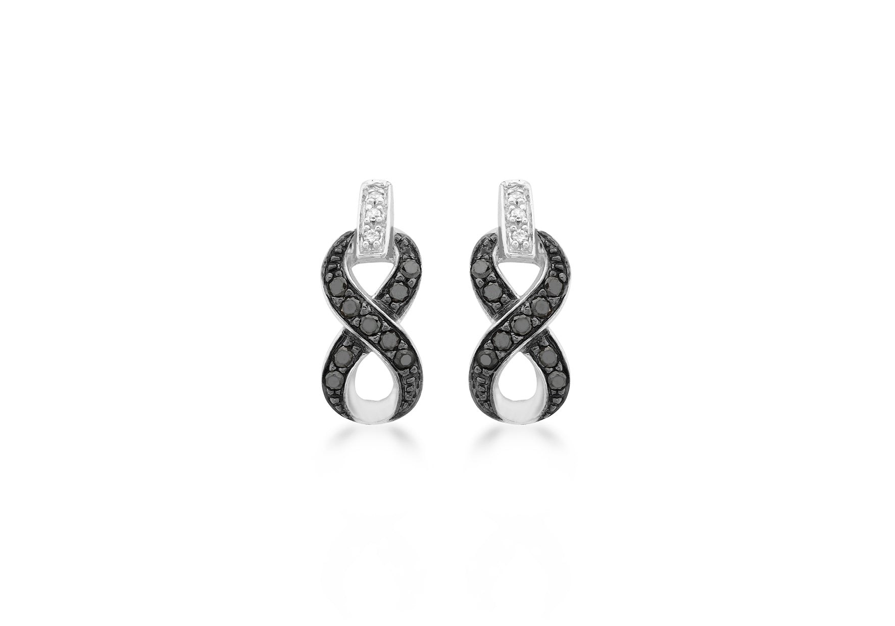 9ct White Gold 0.30t Black and White Diamond Figure 8 Stud Earrings