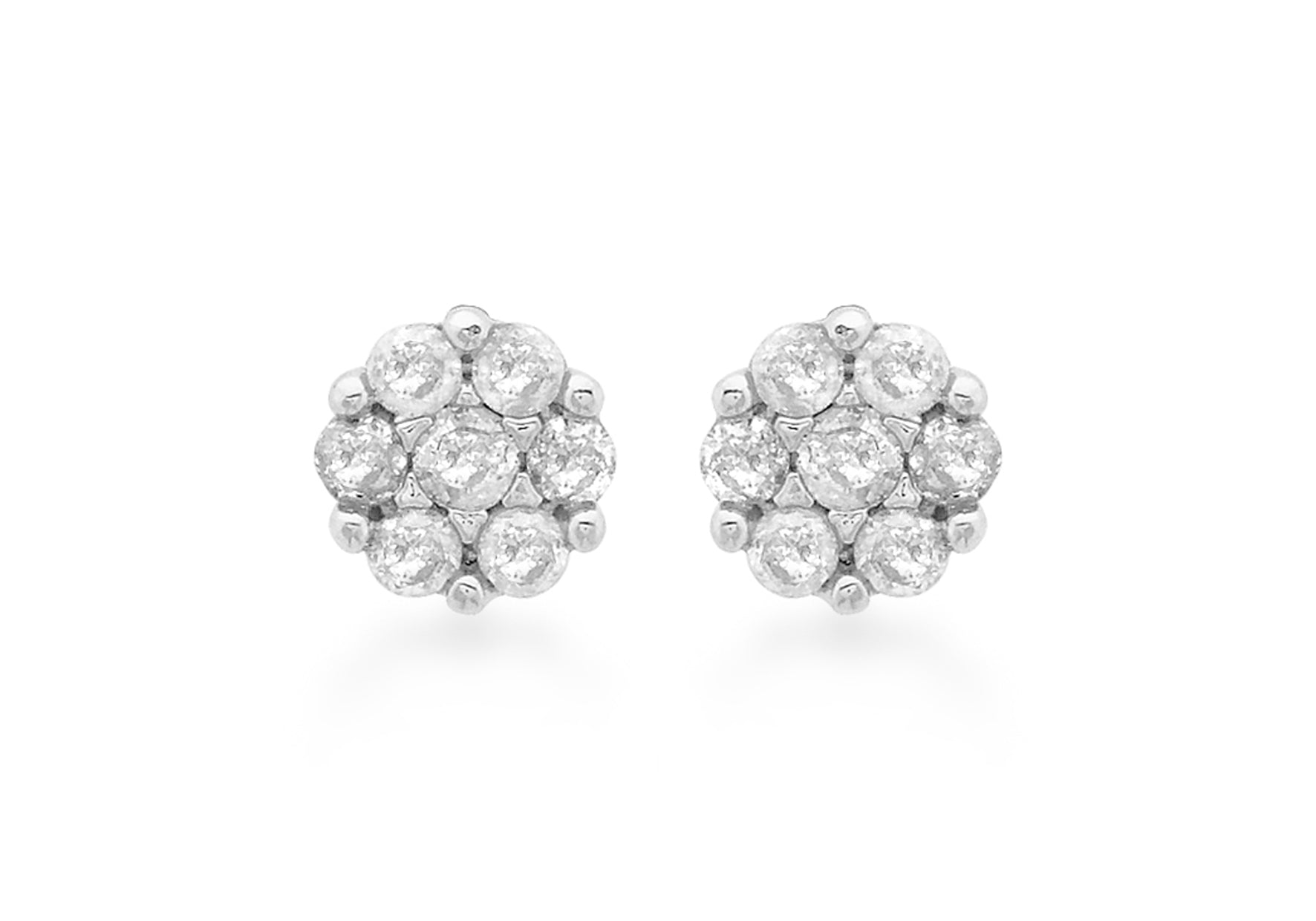 9ct White Gold 0.20t Diamond Cluster 5mm Stud Earrings