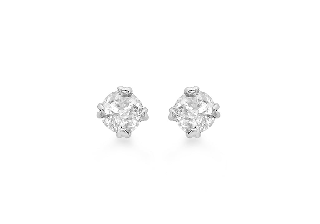 9ct White Gold 0.10ct Solitaire Diamond 2mm Stud Earrings