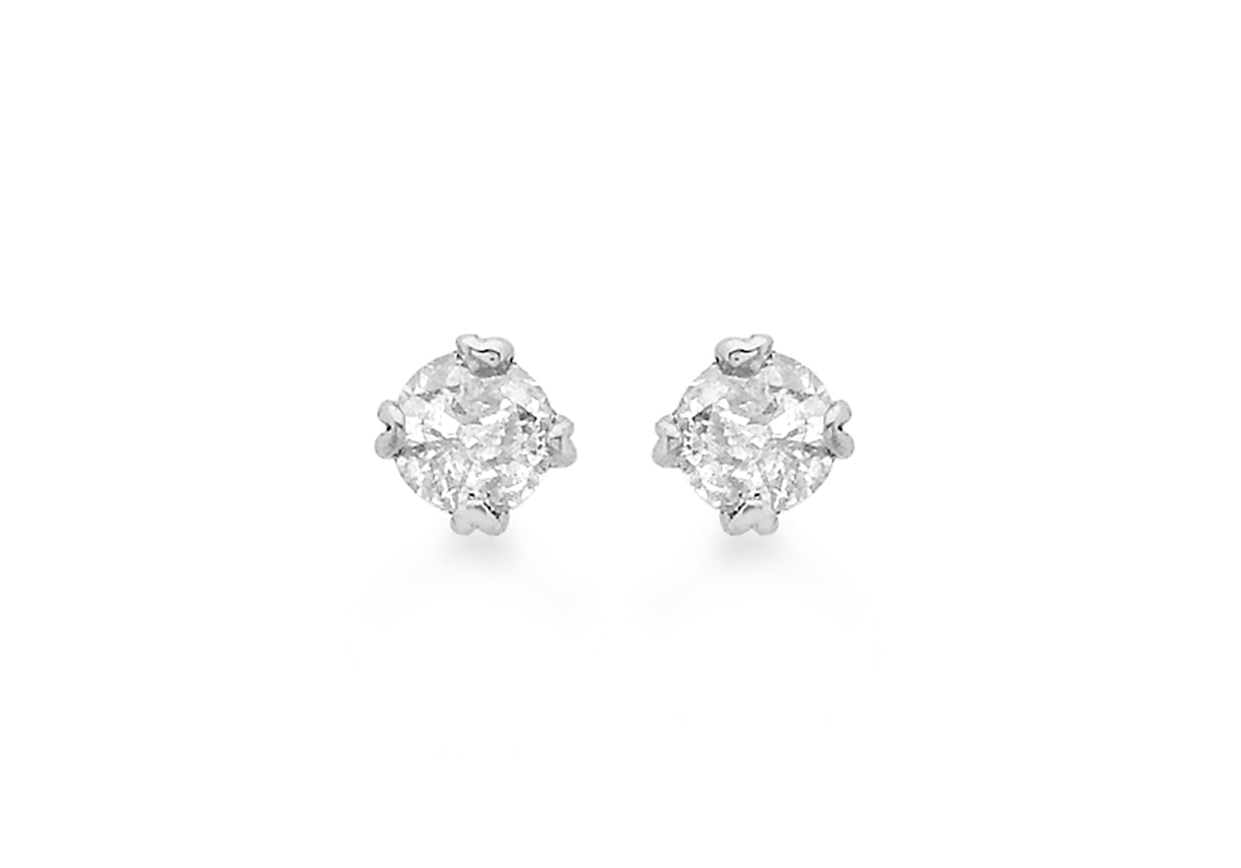 9ct White Gold 0.10ct Solitaire Diamond 2mm Stud Earrings