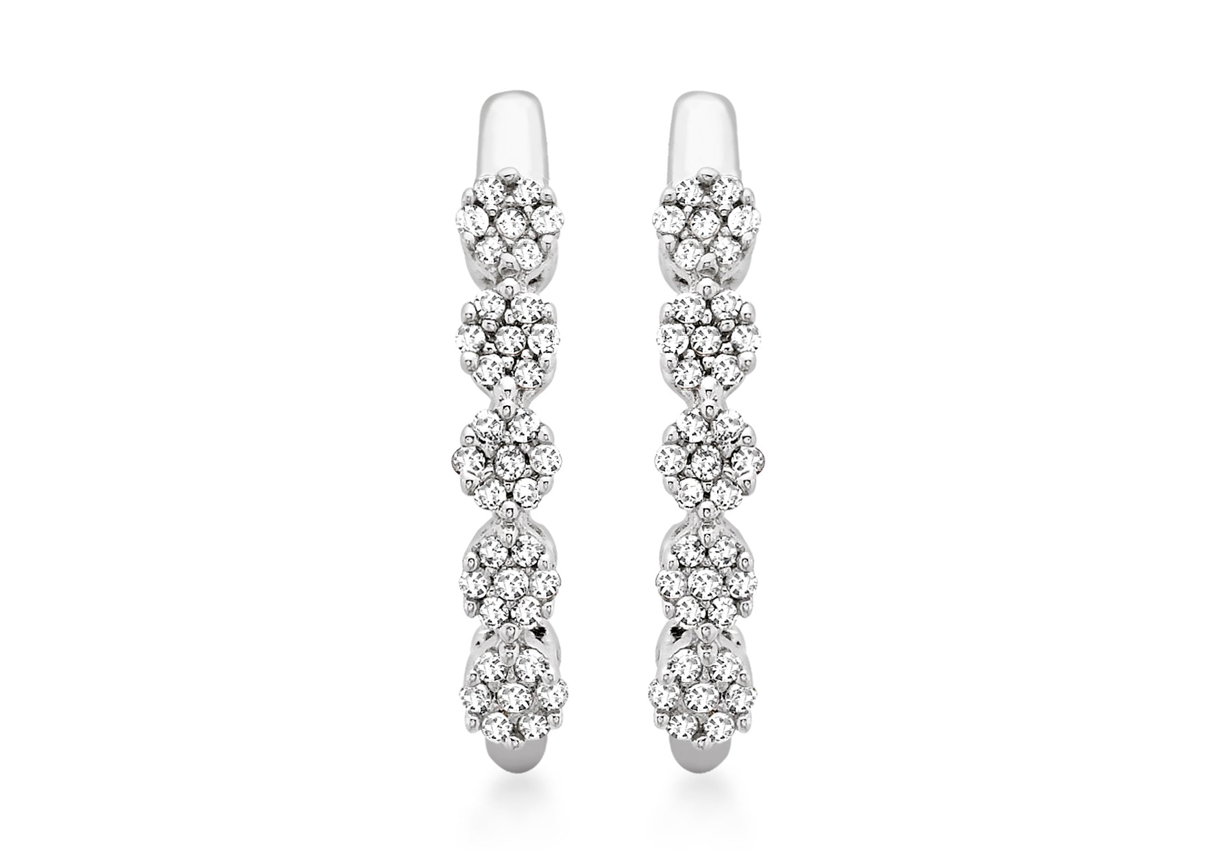 9ct White Gold 0.15t Diamond Cluster Hoop Earrings