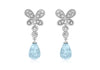 9ct White Gold 0.18ct Diamond Butterfly Blue Topaz Teardrop Earrings