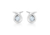 9ct White Gold Aquamarine Kiss Stud Earrings