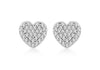 9ct White Gold 0.25t Pave Set Diamond 9mm x 9mm Heart Stud Earrings