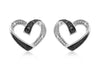 9ct White Gold 0.05t Black and White Diamond Heart Stud Earrings
