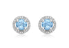 9ct White Gold 0.13t Diamond and Blue Topaz 8mm Round Stud Earrings