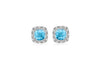 9ct White Gold 0.10ct Diamond and Blue Topaz Stud Earrings
